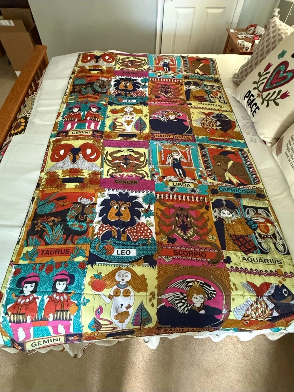 Raj Multicolor Zodiac Patchwork Tapestry